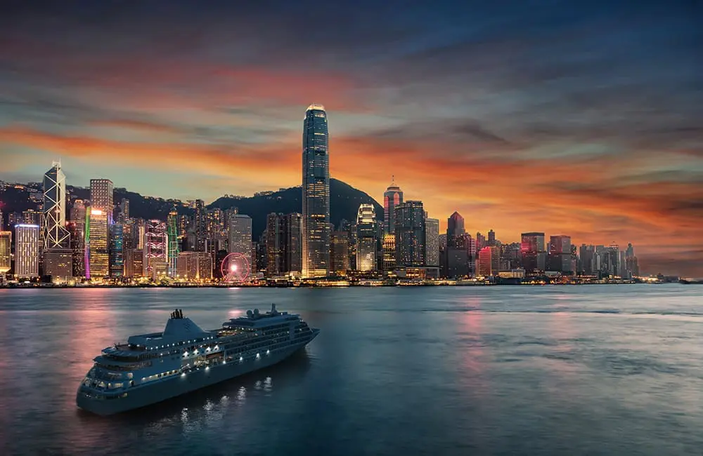 Silver Whisper in Hong Kong – Silversea 2029 World Cruise.