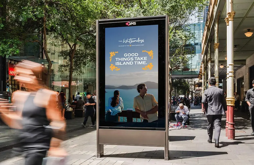 Mockup of OOH ad for Tourism Whitsunday's 2026 major campaign.