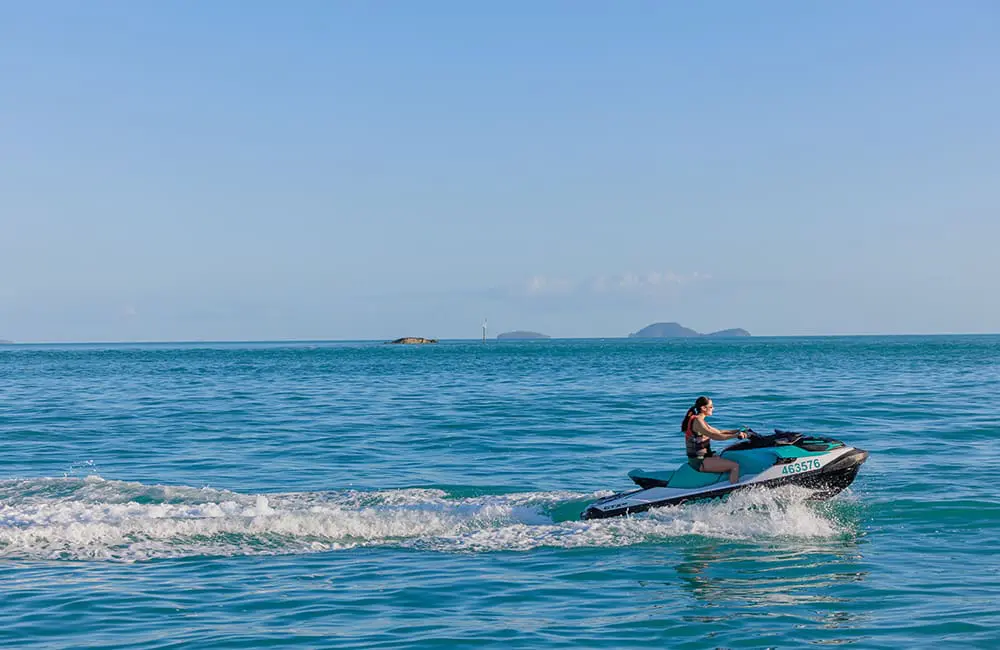Woman on a jetski in The Whitsundays. Image: Shannyn Higgins