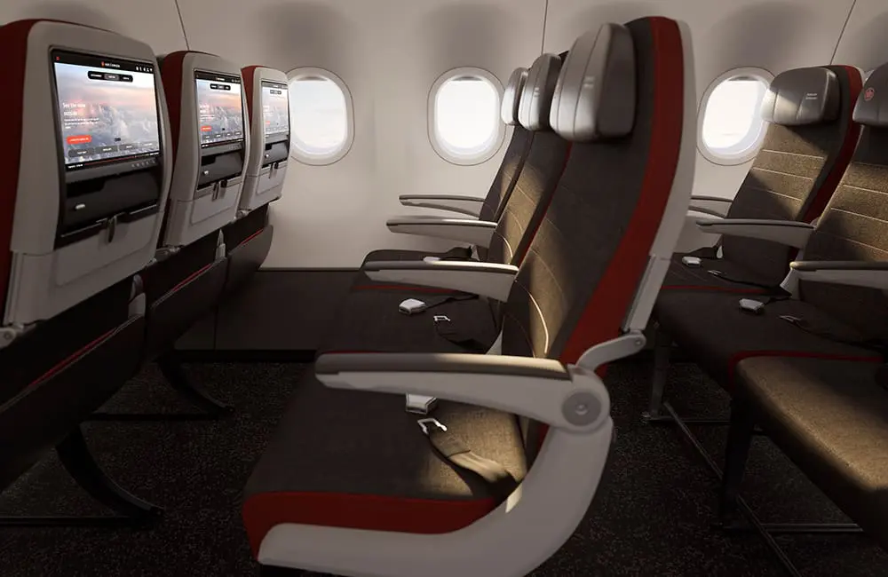 Air Canada Economy cabin on new Airbus A321XLR aircraft.