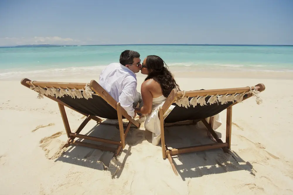 A newlywed couple on Taveuni, Island, Fiji.