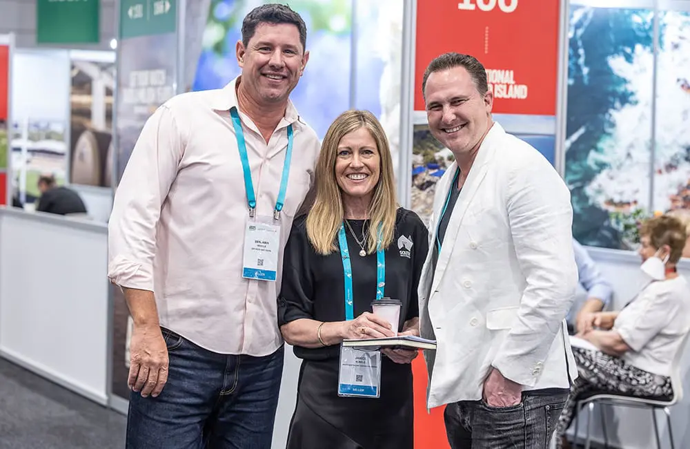 South Australian Tourism Commission Regional Manager UK & Europe Janice Kurrle (centre) at ATE25 in Brisbane.