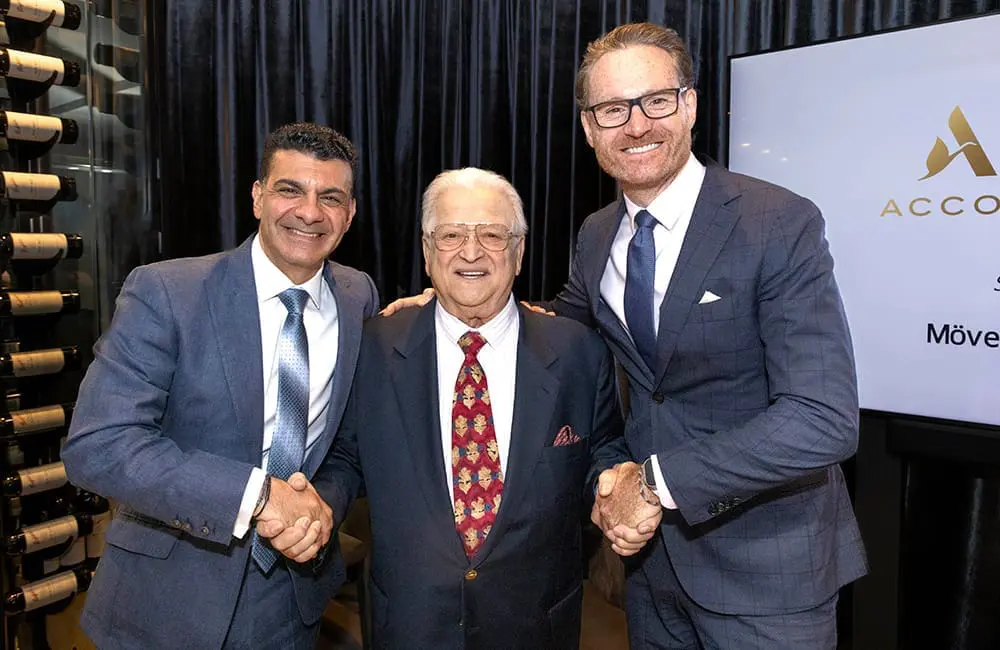 Accor signs on to bring Mövenpick to South Australia. (L-R): Accor Global Chief Development Officer Camil Yazbeck, Mattioli Group Founder & partner Domenic Mattioli & Accor Pacific COO Adrian Williams.