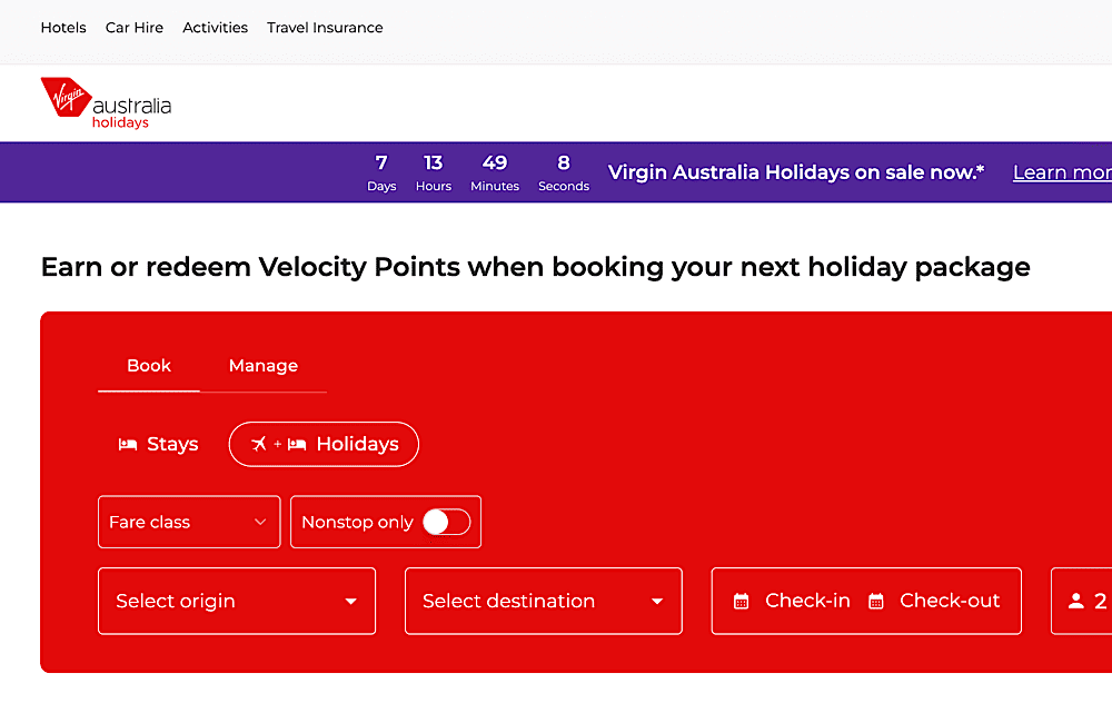 Velocity members can earn and redeem Points on Virgin Australia Holidays packages.