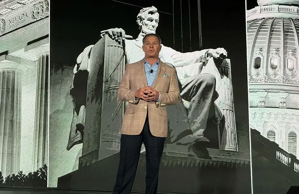 IPW 2026: "The US was the only country in the world to see a decline in international travel" 3 U.S. Travel Association President & CEO Geoff Freeman at IPW 2026. Image: Cassie Tannenberg