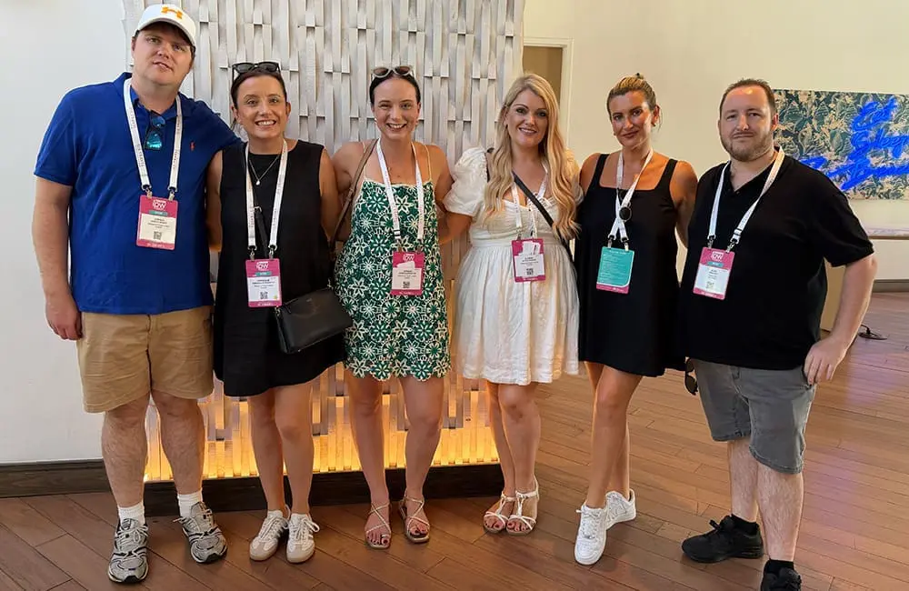 IPW 2026 closes in Fort Lauderdale: Connecting 5K attendees and US suppliers in travel 2 Helloworld Travel Limited's Joshua Hewett, Dominique Atzenhoffer, Jordan Carpenter and Alysha Hughes, BYRDLI's Vanessa Richards and Travel USA's Sean Gay. Image: Cassie Tannenberg
