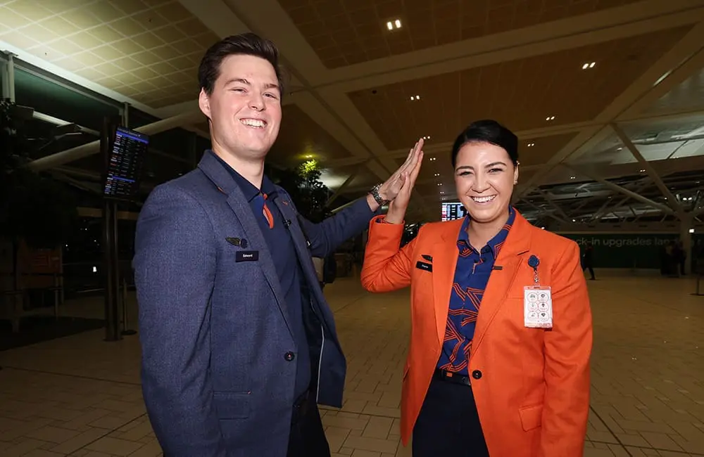 JQ crew at BNE for the inaugural Jetstar Brisbane-Rarotonga flight.