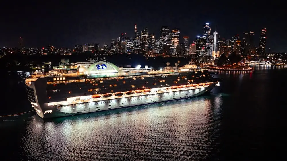 Crown Princess Sydney at night. World Cruise