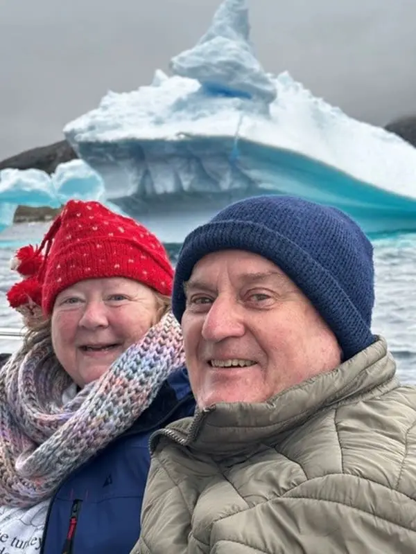 Ginny and Peter Fisher in Nanortalik, Greenland.