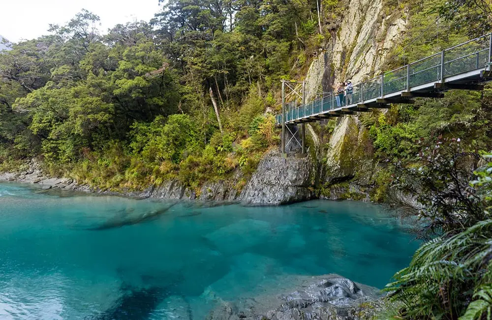 The aptly named Blue Pools Track in Wānaka. Image: Miles Holden for Tourism New Zealand Active Escapes