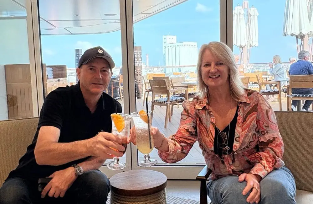 Lisa Knight and her partner Sean Rorie on board her first Viking ocean cruise