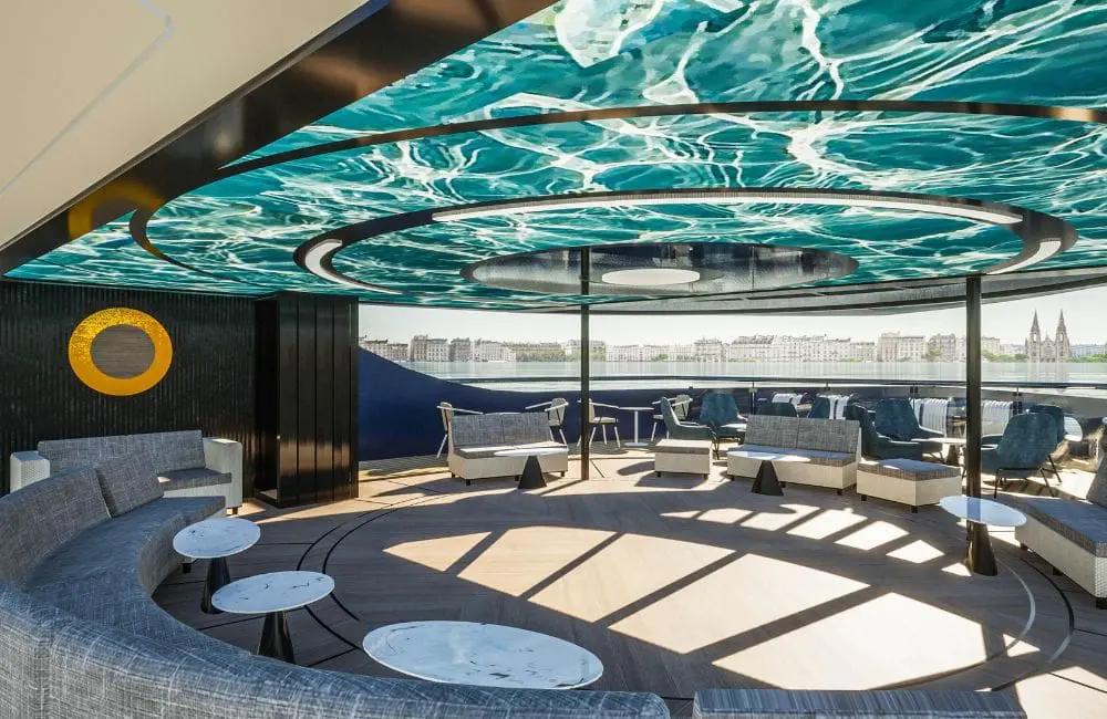 The lounge area on Lindblad's new river ships