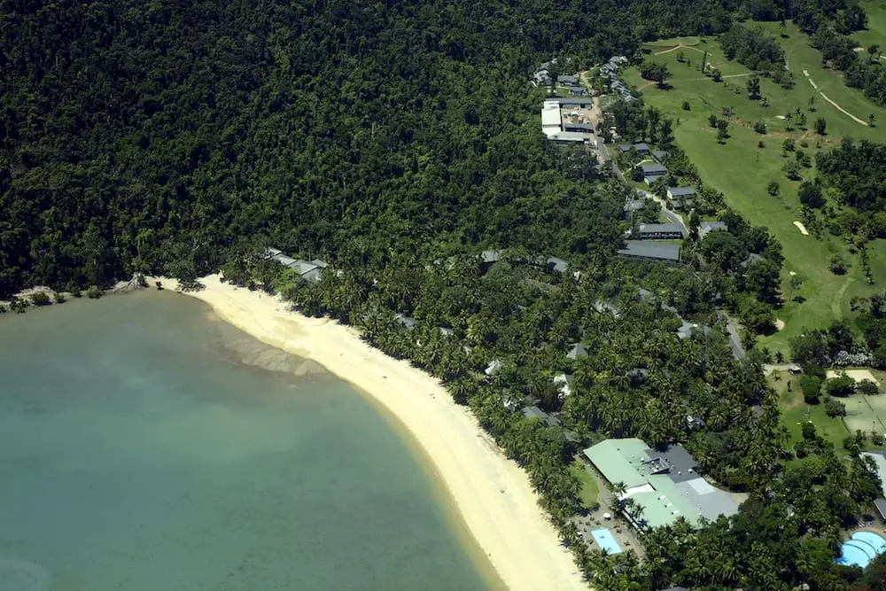 Accomm returns to iconic Queensland island where Elton John, UK royalty, stayed 1 Aerial view of a tropical resort - Dunk Island resort, Queensland island Australia