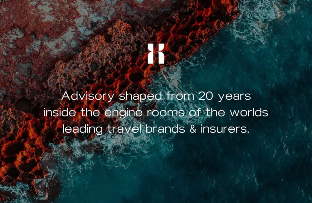 Decorative image with text 'Advisory shaped from 20 years inside the engine rooms of the worlds leading travel brands and insurers.