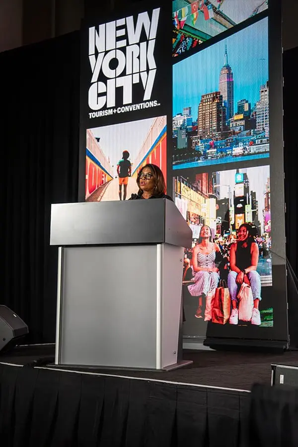 NYC Tourism + Conventions President & CEO Julie Coker forecasts that international visitation will reach 12.8 million in 2026. Image: Nina Babel