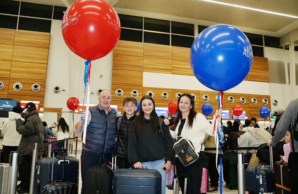 Shanghai-bound: First passengers for the inaugural ADL-PVG direct flight with China Eastern.