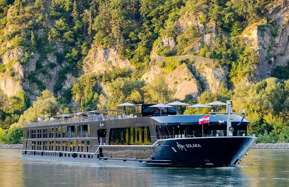 The APT Solara river ship sails European waterways.