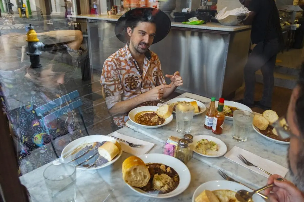 Sitting down to some gumbo (Image Intrepid Travel)