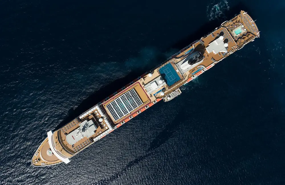 HAL Holland America's flagship Rotterdam from above.