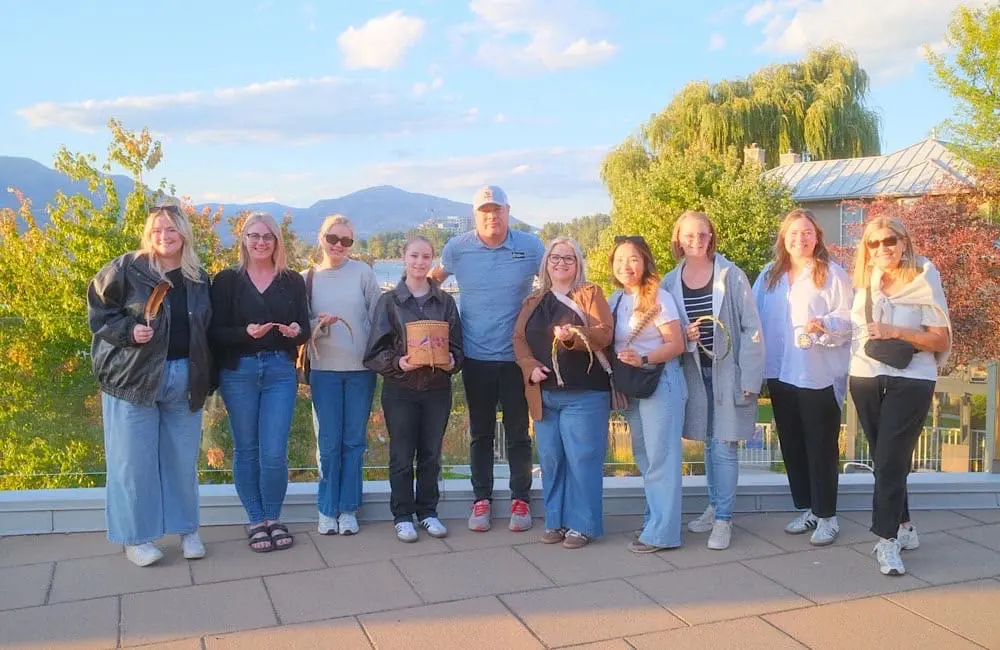 Angela Hill and fellow travellers with Greg from Moccasin Trails in Kelowna