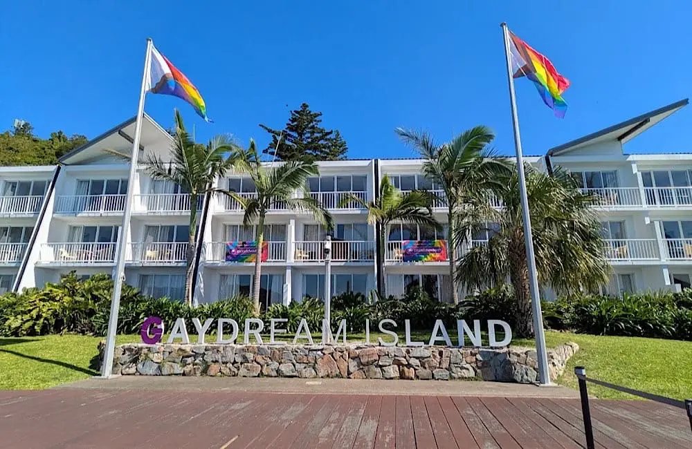 Daydream Island officially became Gaydream Island for the Planetdwellers full-island LGBTQIA+ takeover. Image: Credit: Dean Arcuri and Qnews