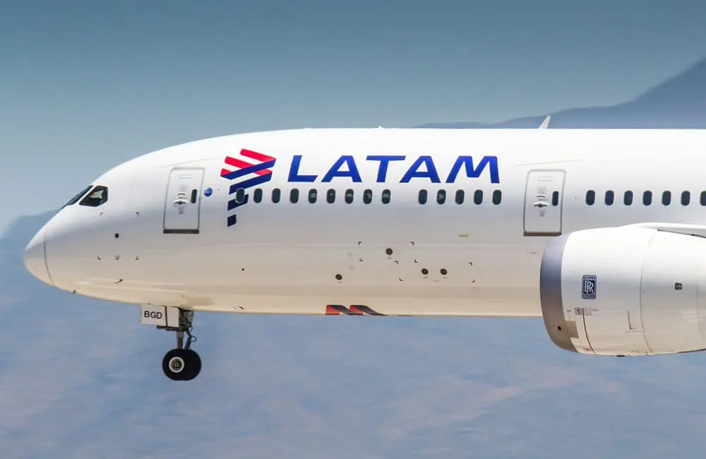 Closeup of LATAM aircraft in the air