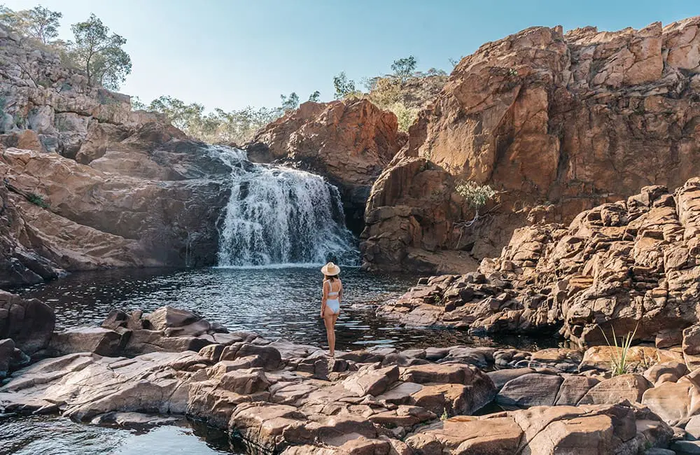 Virgin Australia drops Northern Territory fares from $145 one-way for one week only 2 Dipping into Edith Falls. Image: Tourism & Events NT/@aswewander Leilyn