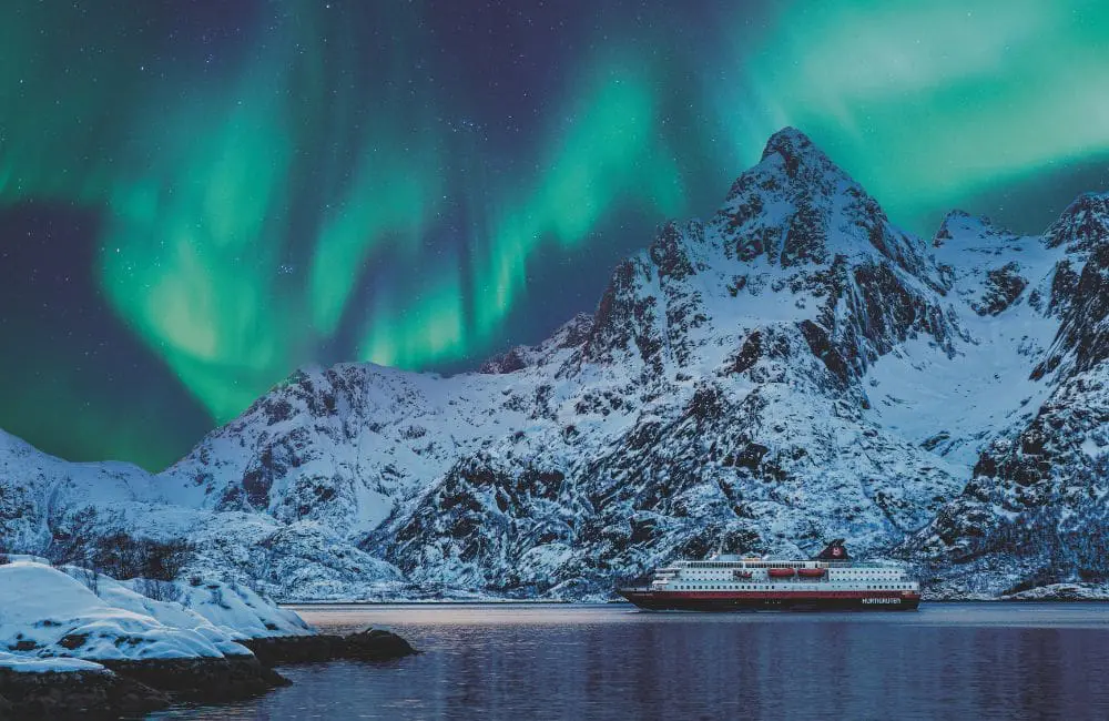 Hurtigruten APAC MD Damian Perry on the cruise line's expanded portfolio and goal to be emission-free 1 Northern Lights in Svolvær, unofficial capital of the Lofoten archipelago