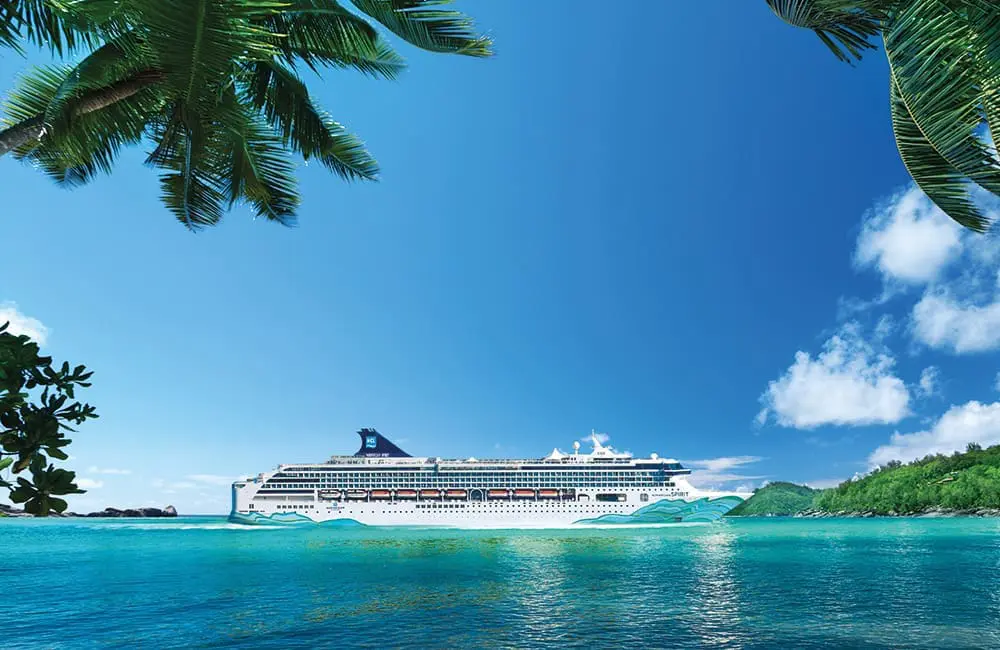 Norwegian Spirit cruise ship in French Polynesia. South Pacific