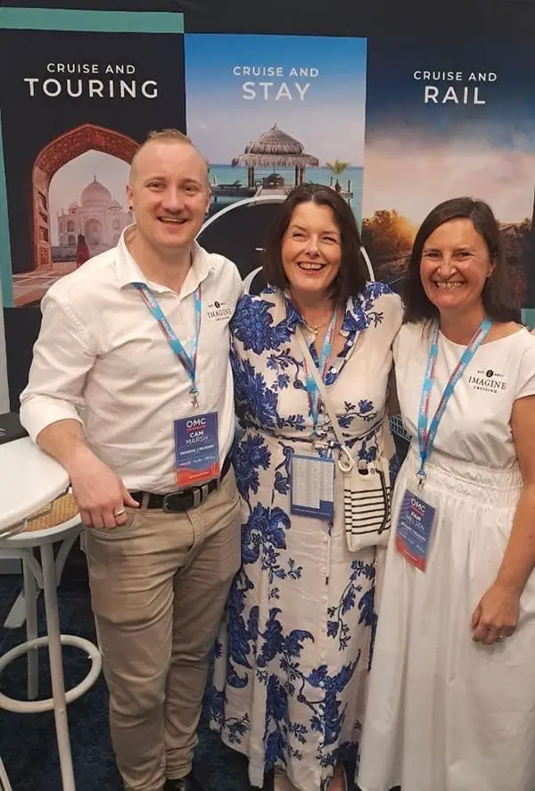 Nielsen (right) with some of the Imagine Cruising Australia team at the Helloworld 2026 Owner Manager Conference (OMC) in Cairns.