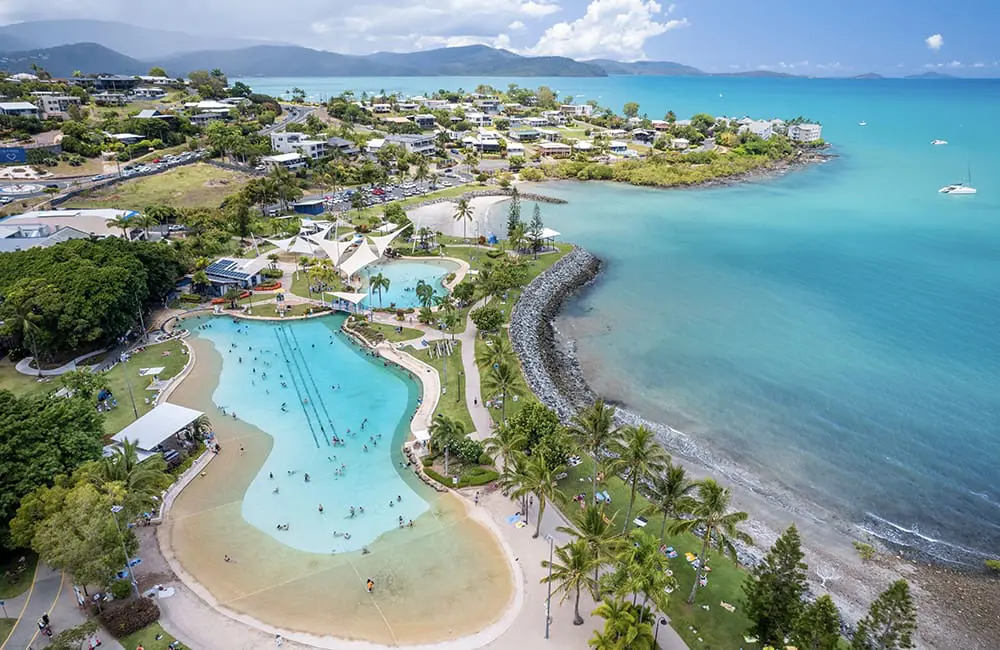 QTIC Top Small Tourism Town 2026 Airlie Beach aerial - Queensland's 2026 Top Tourism Town awards