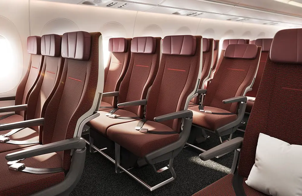 Render of Project Sunrise A350-1000ULR Economy seating.