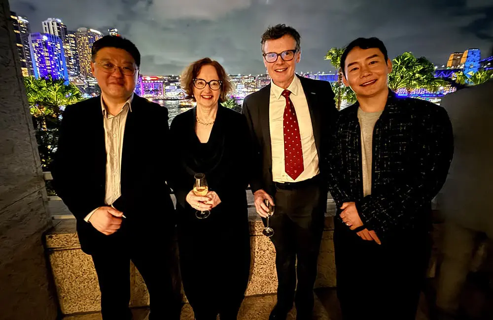 Five decades on: The Walshe Group marks 50 years repping aviation and travel to Aussies 3 Vivid nights for 50th celebrations.(L-R): Korea Tourism Organization Director Hyeongjoon Kim, Jacqui Walshe, The Walshe Group General Manager – Destinations, New Zealand Darragh Walshe & Korea Tourism Organization Deputy Director Hoseok Seo.