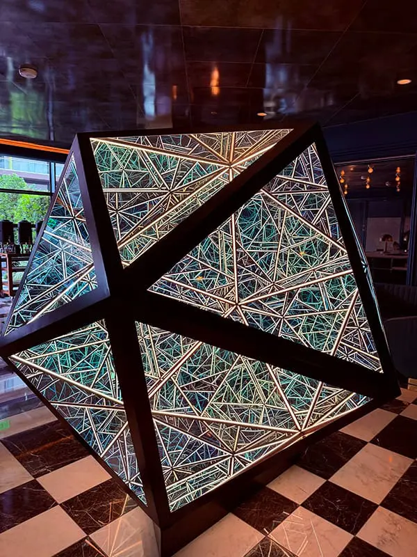 Portal Icosahedron artwork by Anthony James in The Sun Rose West Hollywood lobby. Image: Cassie Tannenberg