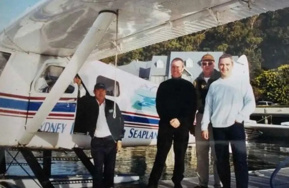 Stuart (far right) with fellow directors and NZ business founders Patrick Bourke and Trevor Thomas in 2001.