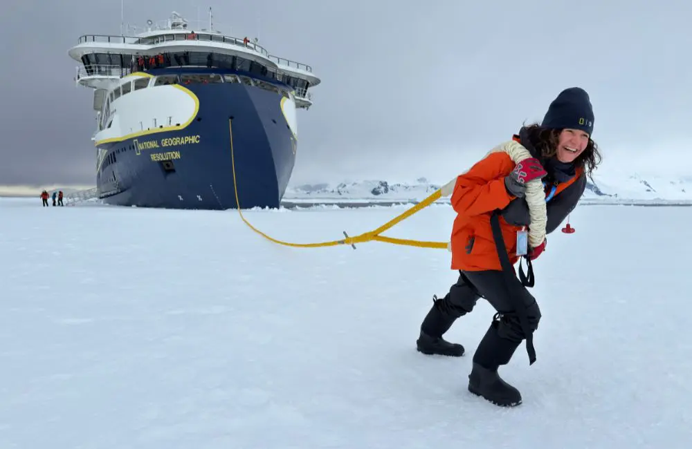 Lindblad CEO Natalya Leahy in Isacke Passage, Antarctica