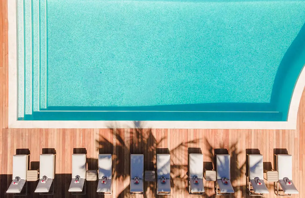 Aerial image of the pool at VOMO Island, Fiji