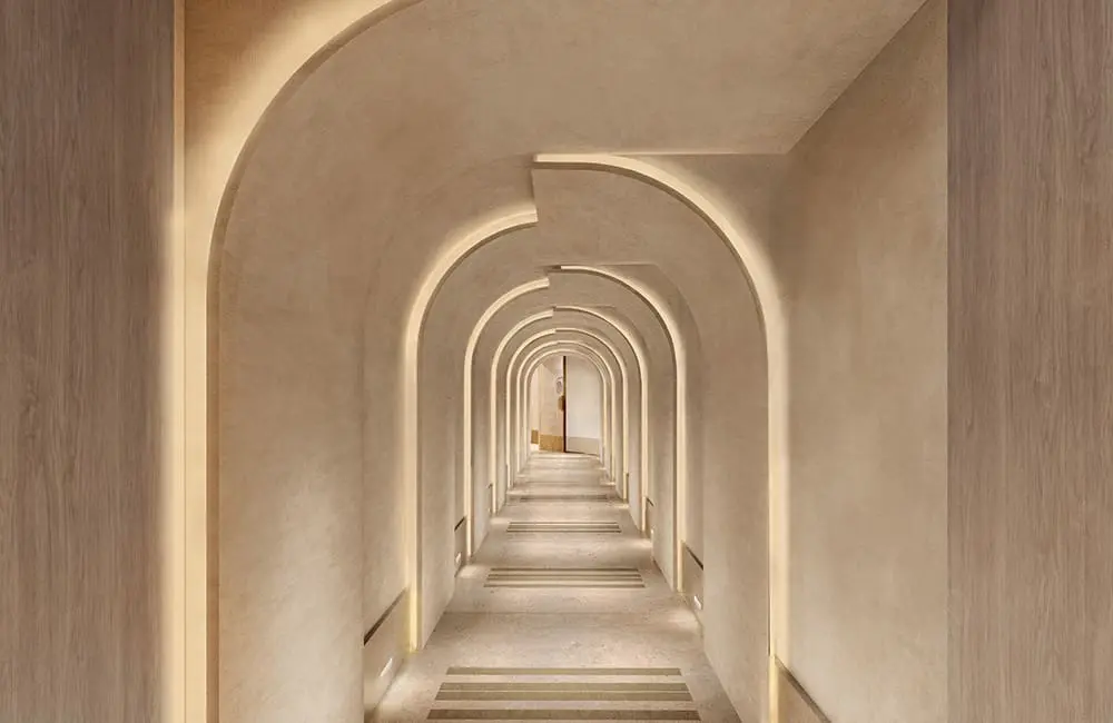 Australians can now book the first-ever overnight stays inside London's historic Admiralty Arch 4 Waldorf Astoria London – Admiralty Arch Spa Arrival Corridor.