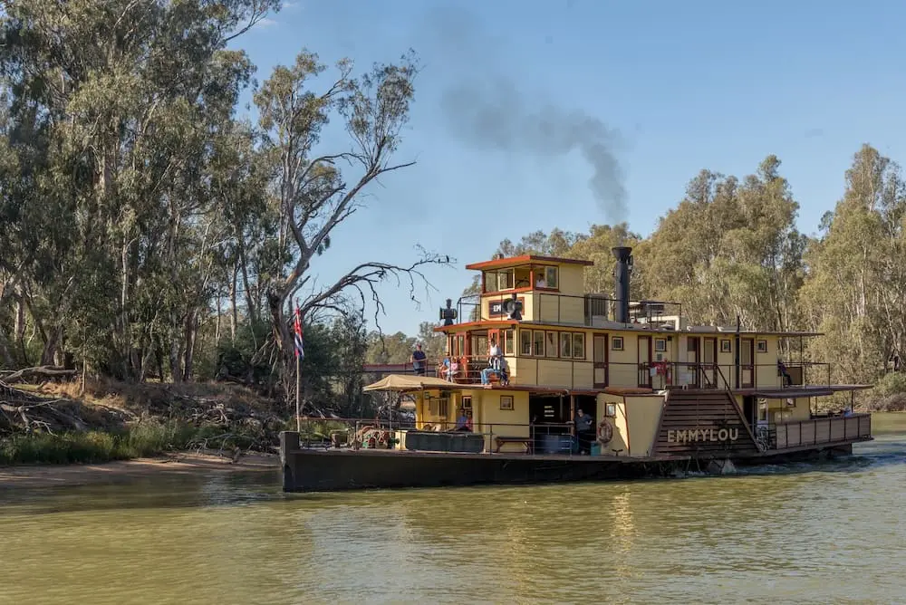 The Emmylou paddle steamer on the Murray river in Australia.