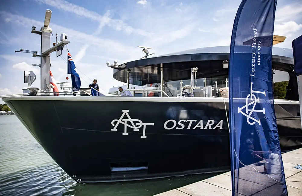 Ostara arrives: APT christens its newest luxury river ship to cruise Europe's waterways 2 The all-new APT Ostara river cruise ship in Vienna.