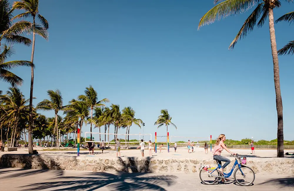 Brand USA courts Aussie World Cup 2026 fans to return stateside with 'More to Love' campaign 4 Cyclist and beach games at Miami Beach. Image: Brand USA