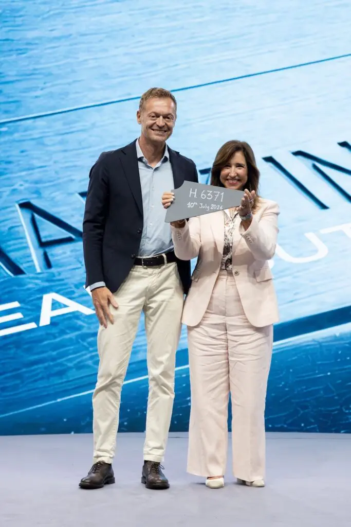 Director of Monfalcone-Shipyard Cristiano Bazzra with Carnival Cruise Line President Christine Duffy