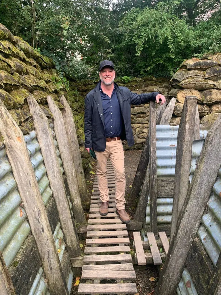 Mat McLachlan in WWI trenches near Ypres, Belgium