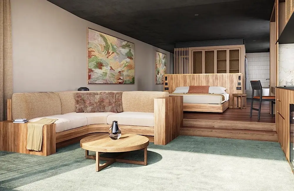 Uluṟu Rendering of a Desert Suite with lounging area. Image credit VASTview