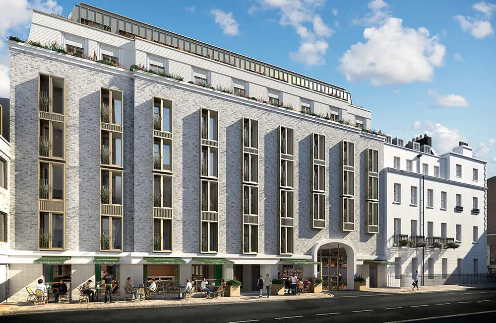 Render of The Shepherd Mayfair hotel exterior.