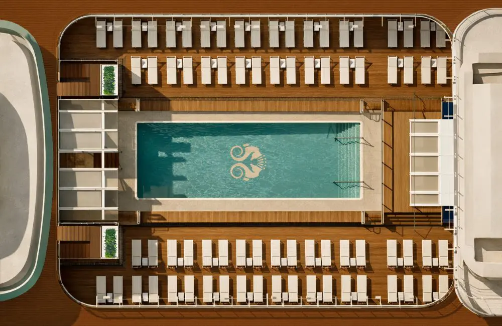 Sneak peek: outdoor spaces on Crystal Grace, the line's first new-build ship in 25 years 1 Pool on Crystal Grace