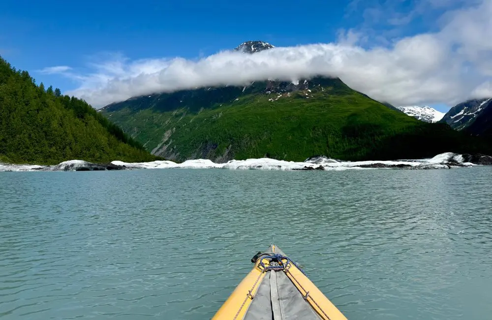 HX sets a new course in Alaska; Karryon was on board 3 Valdez Glacier Lake, view from a kayak
