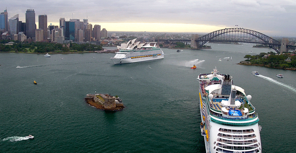 Royal Caribbean's sister ships meet for first time in Sydney Harbour