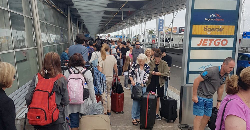 You won't ever complain about airport queues again after seeing this