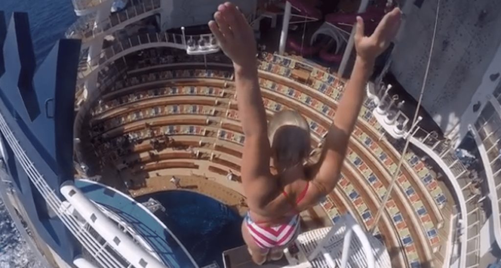 You won't believe your eyes! Woman dives off the world's biggest cruise ship
